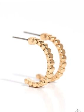 paparazzi Gold Textured Beaded Hoop Earrings